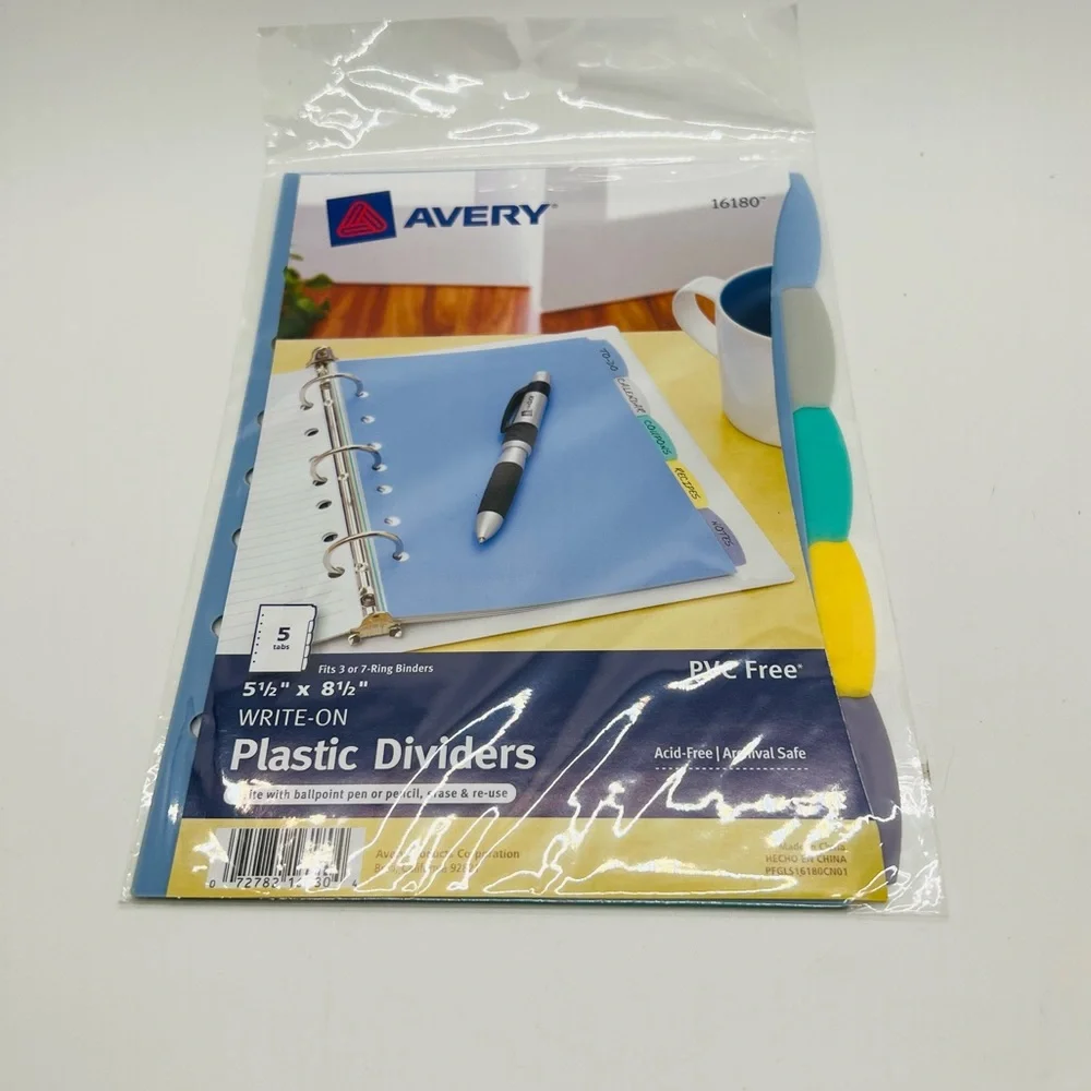 NWT Avery® Write & Erase Plastic Dividers, 8 1/2